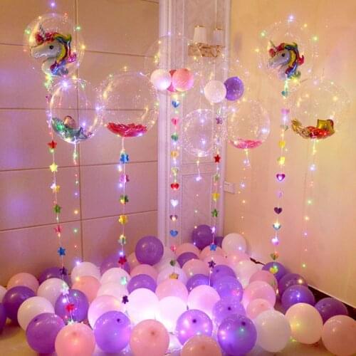WEIGAO 18inch Clear Latex Balloons with 30 LED Lights Transparent LED Bobo Balloons Wedding Balloons Birthday Party Decoration