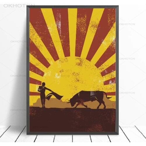 Wonderful Spanish Bullfighting Vintage Poster Art Canvas Painting Prints Silhouette Retro Picture for Living Room Wall Art Decor