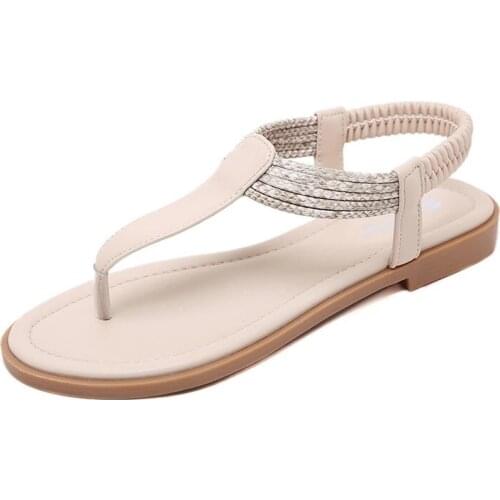 2021 summer shoes women sandals high quality solid slip-on casual sandal woman shoes elastic strap female sandals plus size
