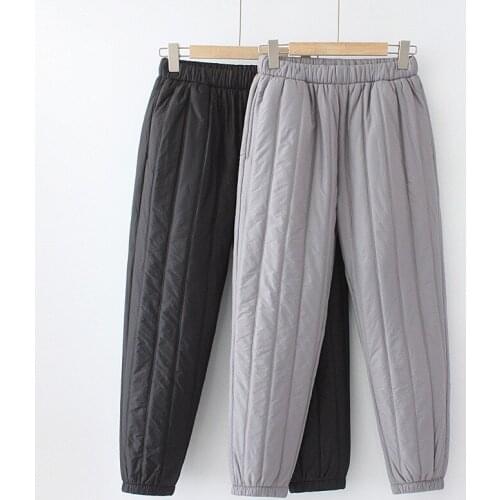 2020 Oversize Thick Padded Pants Women Autumn Winter Loose Elastic Waist Plus Cotton Warm Casual Trousers Plus Size 4XL KW1010