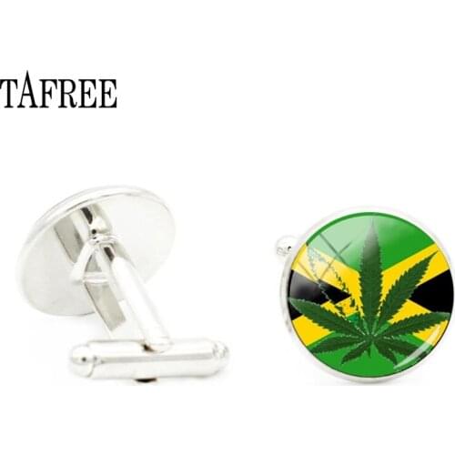TAFREE Fashion Jamaica Flag Picture Cufflinks Glass Round Cabochon Dome Cuff Links Jamaica Map Flag Men Decoration Jewelry JMF04