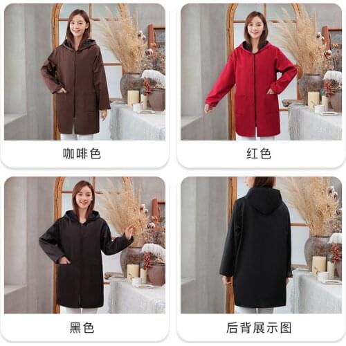 Overalls apron jacket women plus velvet waterproof overalls fashion long-sleeved thick oil-proof adults autumn