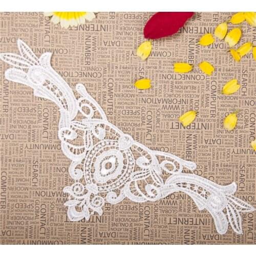 LP-DA96 white embroidery flower patches lace applique collar wedding dress formal dress accessories fabric 250MM*90MM 10 pcs