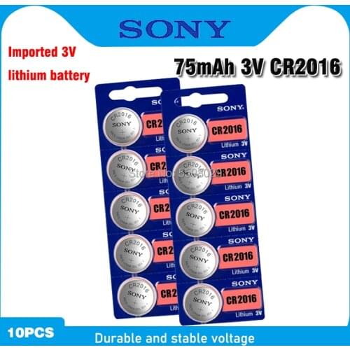 10Pcs Sony 3V CR2016 Lithium Coin Cells Button Battery CR 2016DL2016 KCR2016 LM2016 BR2016 For Watch Calculator Toys