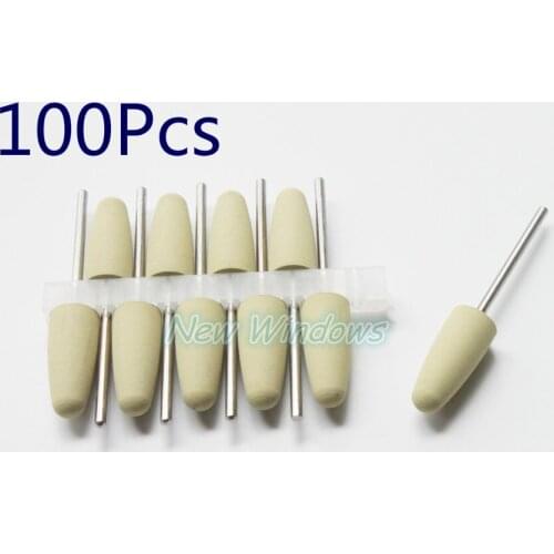 Yellow 100Pcs Super-Fine SILICONE Polishers Polishing Smoothing Burs For Dental