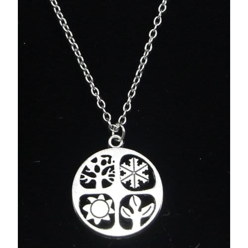 20pcs New Fashion Necklace 24mm four seasons Spring Summer Fall Winter Pendants Short Long Women Men Gift Jewelry Choker