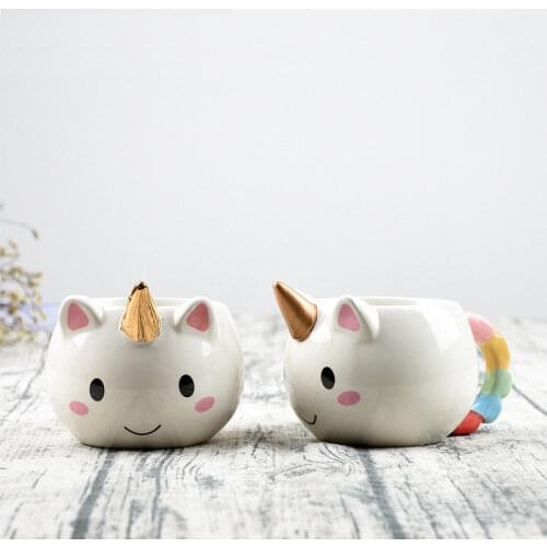 Cartoon Unicorn Mug Pottery Ceramics 3D Porcelain Coffee Cup Cute Creative Mugs for Travel Tea Children Gift 2 Color 350 ML