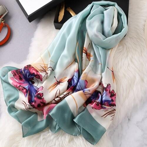2019 style Four seasons china quality silk scarves women foulard Office warm large shawls lady fashion nice print beach hijab