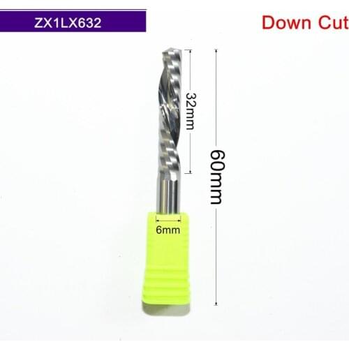 6mm*32mm-CNC sold carbide woodworking milling cutter,wood end mill,1 flute left spiral engraving route bit,PVC,acrylic,down cut