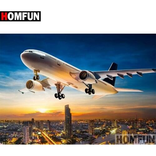 HOMFUN Full Square/Round Drill 5D DIY Diamond Painting "Aircraft scenery" Embroidery Cross Stitch 5D Home A07896