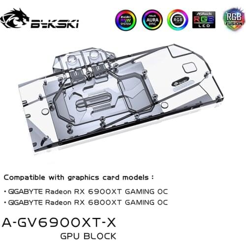 Bykski 6900 XT GPU Water Cooling Block For GIGABYTE Radeon RX6900XT GAMING OC, GPU Cooler Liquid Cooling, A-GV6900XT-X