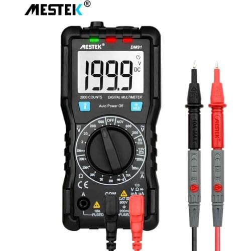 MESTEK NCV Digital Multimeter 2000 Counts AC/DC Voltage Multimeters Flash Light Large Screen DM91 Multimetro tester