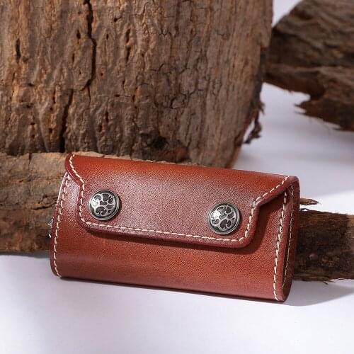 High Quality Genuine Leather Key Holder Vintage Key Wallet Housekeeper Keychain Covers Key Case Bag