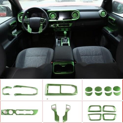 For Toyota Tacoma 16-20 ABS Green Central Control Steering Wheel Dashboard Water Cup Holder Door Handle Car Interior Accessories