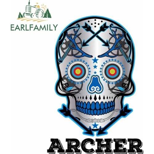 EARLFAMILY 13cm x 9.2cm for Archer Skull Car Stickers Vinyl Motorcycle Helmet Fine Waterproof Scratch-proof SUV Window Decal