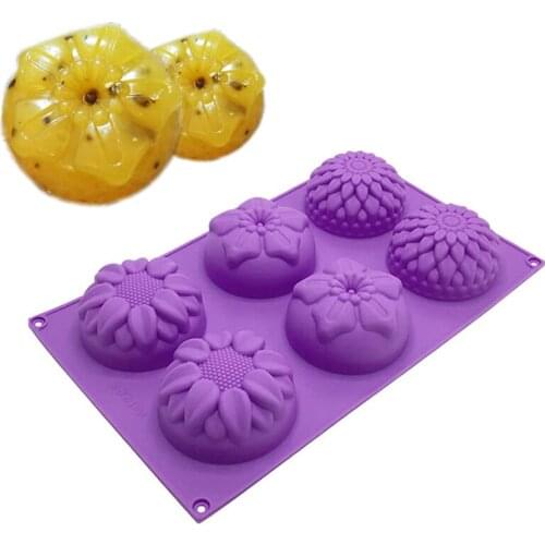 Cake Molds Silicone Bakeware Non-Stick 3D Sunflower Flower Jelly Donuts Pudding Soap Purple Pastry Tools Kitchen accessories