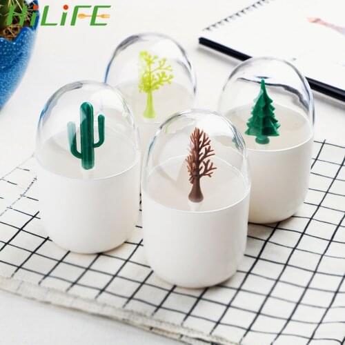 HILIFE Toothpick Holder Transparent Plant Quality ABS Toothpick Dispense Cotton Swab Box Dust-proof Home Furnishing Decoration