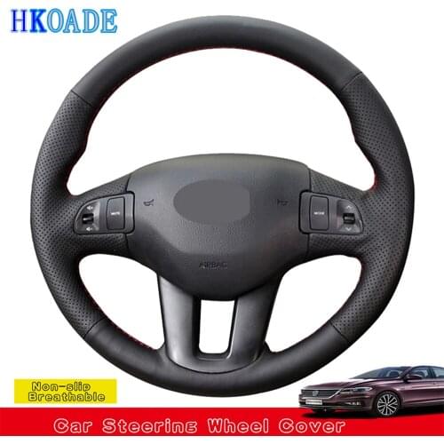 Hand-stitched Black Hige Soft Faux Leather Car Steering Wheel Cover for Kia Ceed Cee'd 2009-2012 Kia Sportage 3 2010-2017