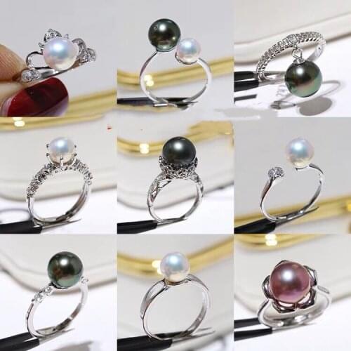 HOT PROMOTION Ring Mountings Base Findings Adjustable Ring Jewelry Set Parts Fittings for Akoya Edison Pearls Jade Coral Beads