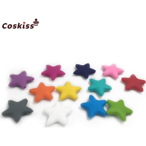 DIY Fashion Silicone Pendants Baby Teether Chew 45*45*13MM Star Shaped Sensory Baby Teether Toy Food Grade Materials Teether