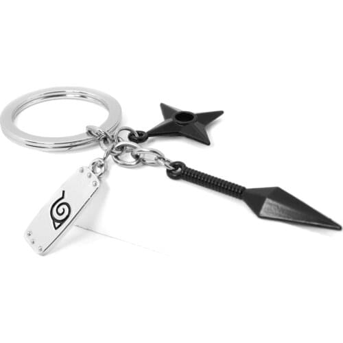 Cartoon Ninja accessories Kunai cosplay metal pendant keychain key ring