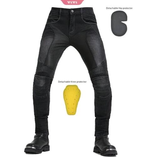 Mens Motorcycle Riding Jeans Four Seasons Racing Jeans Slim Fit Mesh Ventilation Belt Knee Pads