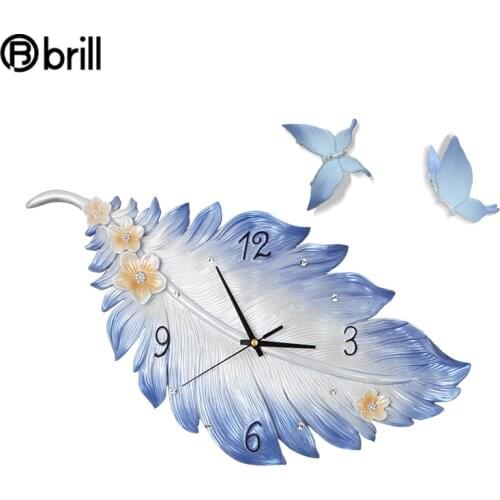 Clocks Wall Home Decor Living Room Creative Restaurant Luxury Clocks Online Celebrity Feather Art Fashion Home European Clock