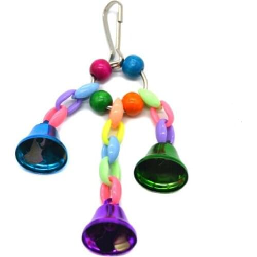 New 100pcs/lot Colorful Beads Bells Parrot Toys Suspension Hanging Bridge Chain Pet Bird Parrot Chew Swing Toys Bird Cage