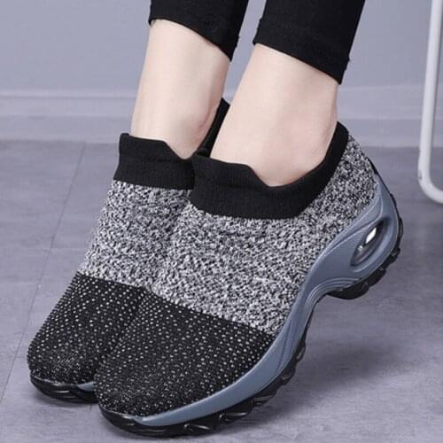 QWEDF 2019 New Spring Women Sneakers Fashion Breathable Mesh Casual Shoes Platform Sneakers For Women Sock Sneakers Shoes K6-58
