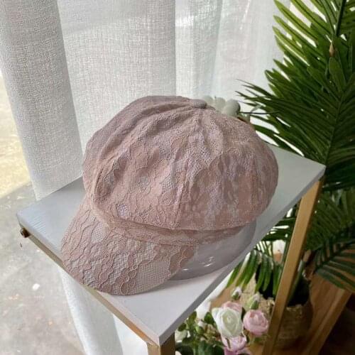 202103-2508302 new Lightweight breathable sunshade lace flower leisure lady Octagonal hat women visors cap