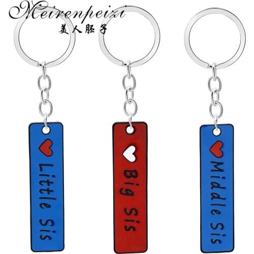 New Arrival Family Keychain For Sisters Big Sis Little Sis Letters Chaveiro Key Ring Best Friends Jewelry