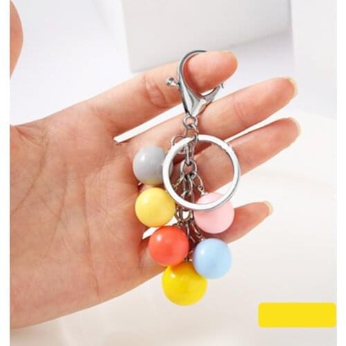 New design Creative Colorful Round Ball Keychain Women Bag Accessories Pendant Car Keyring Gift Key chains