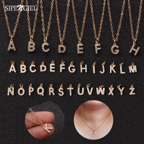 SIPENGJEL Fashion Korean Style Intial Letter Necklace Mini A-Z Letter Pendant Necklace For Women Charm Choker Name Jewelry 2021
