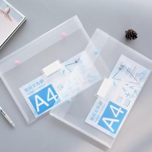 10PCS A4 Double Button PP Plastic Transparent Snap Button Paper Bag for Students Stationery Test File Folder Office Accessories
