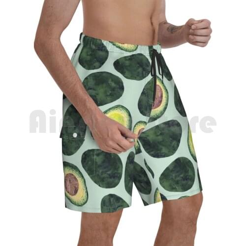 Avocado Addict Beach Shorts Men Beach Pants Swimwear Avocado Avocados Mexico America Guacamole Alligator Pear