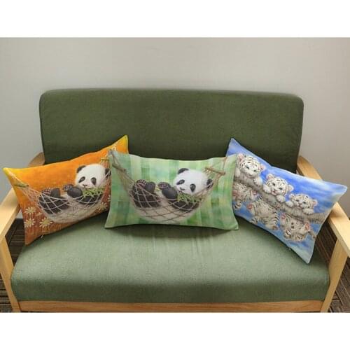 Panda Chinese Animal Style Cushion Throw Pillows Cute Panda Play Swing Home Decoration Children Room Sofa Chair Pillowcase