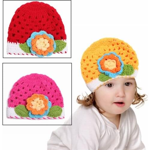 Newborn Baby Photography Props Accessories Crochet Hat Boys Girls Knitted Flowers Caps