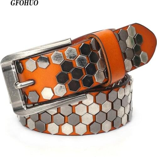 New Fashion Rivet Black Belt Men&Womens Studded Belt Punk With Pin Buckle Belts Men High Quality Male Leather Rock Motorcycle