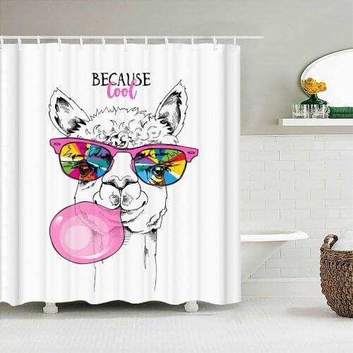 Alpaca Pattern Waterproof Shower Curtains 3d Bathroom Curtains Cute Cartoon Polyester Bath Screen Printed Curtain Home Decor