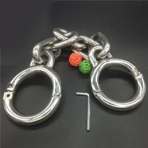 Heavy Chain Stainless Steel Handcuffs Feet Cuffs Metal Anklets Torture Equipment Slave Torture Shackles Sex Toys Fetish Men