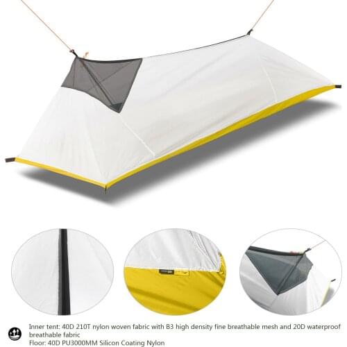 260g Ultralight Outdoor Camping Tents 1 Person/Single 4 Seasons Backpacking Mesh Tent Body Nylon Inner Tent Vents Mosquito Net