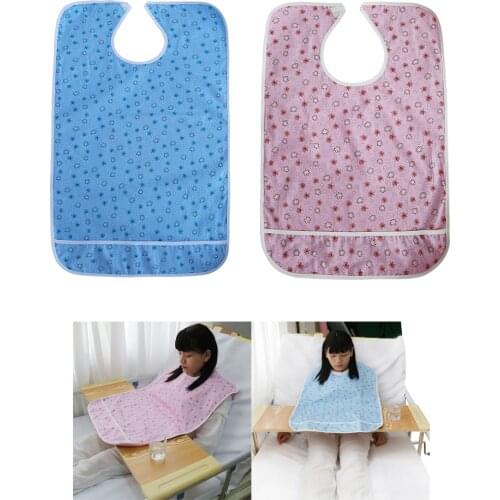 Pack of 2 Reusable Adult Bib Clothing Protector Waterproof Crumb Catcher Washable Men Women Apron Eating Aid - 50 x 80 cm