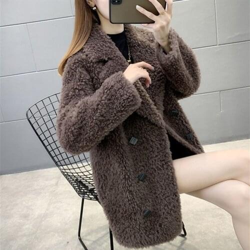 Women 2021 New Autumn Winter Jacket Fashion Female Casual Real Fur Coat Warm Sheep Shearing Outwear Natural Wool Fur Coats Y807