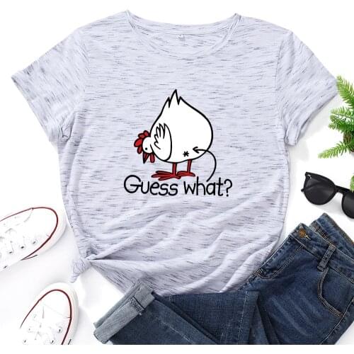 Women Short Sleeve Cotton T-Shirts Graphic Tees Summer Tee Tops for Female Casual Oversized Clothes Guess What Shirt