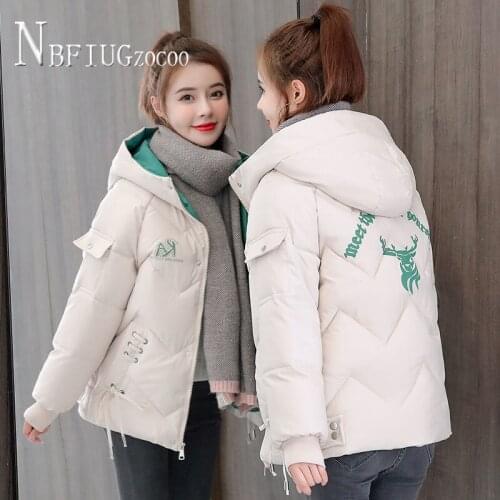 Alphabet And Animal Printed Women Parkas Candy Color Winter Female Coat