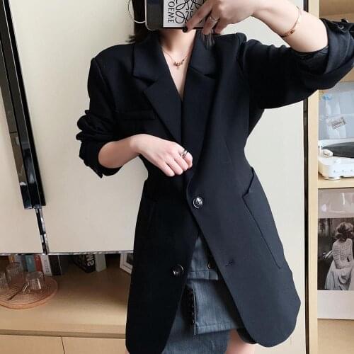 Vintage Office Ladies Solid Black Blazer Long Sleeve Slim Suit Coat Jacket Women blazers Female 2020 new suit top