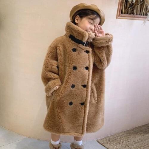 Real Fur Wool Coat New Casual Sheep Shearing thicker Warm Outerwear Modis Granules cashmere kids winter jackets overcoat Y2541