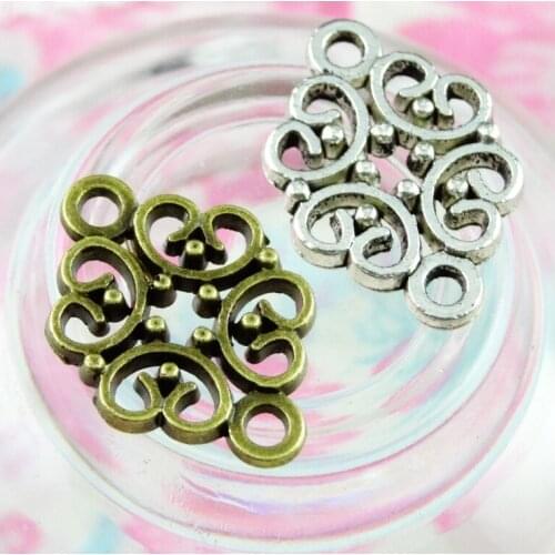 100pcs/lot 13.5*19.8MM Antique Bronze Flower Connect charm Pendants DIY jewelry for bracelet necklace earring