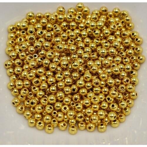 1000 Gold Tone Metallic Acrylic Round Spacer Beads 4mm Smooth Ball Beads