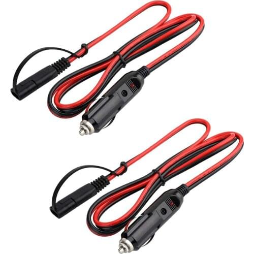 2pcs 150CM 16AWG Car Cigarette Lighter Plug to SAE Quick Disconnect Extension Charging Cable Heavy Duty Power Supply Cord